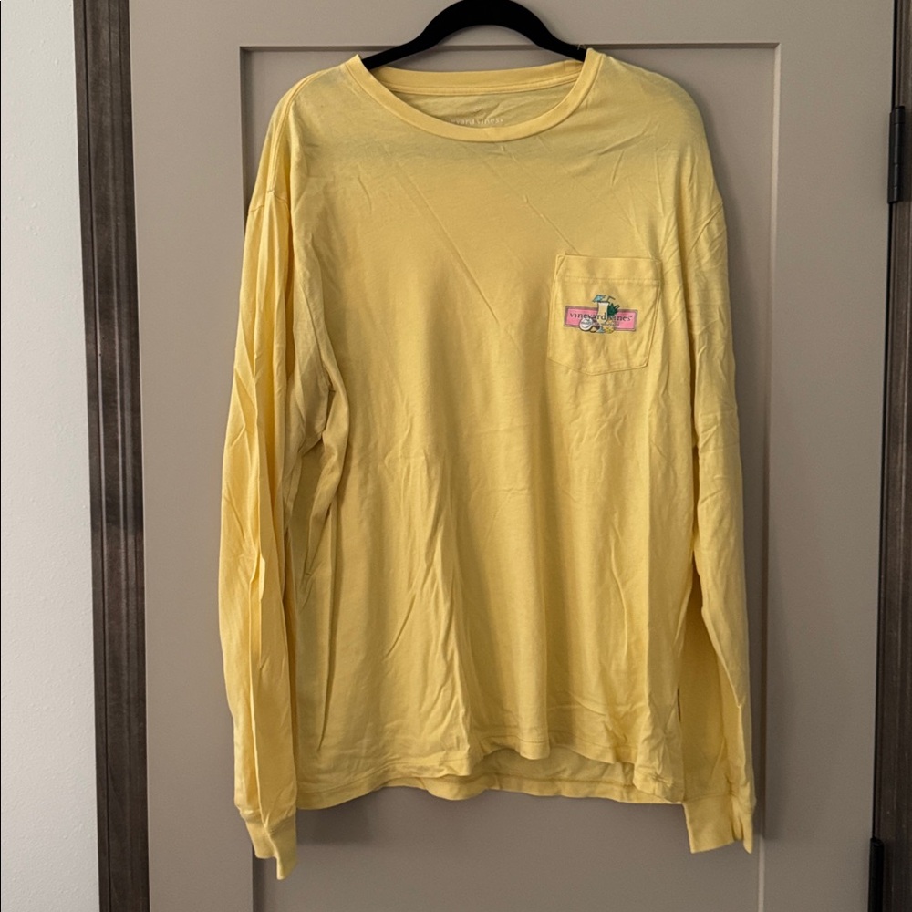 Vineyard Vines Yellow Long Sleeve Shirt with Pocket